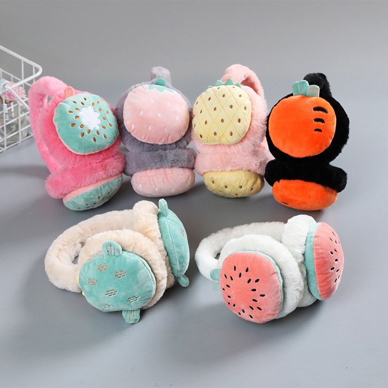 Orejeras bonitas de frutas para mujer, calentadores de orejas, cubierta de oreja plegable cálida, auriculares para chicas, diadema, ciclismo al aire libre