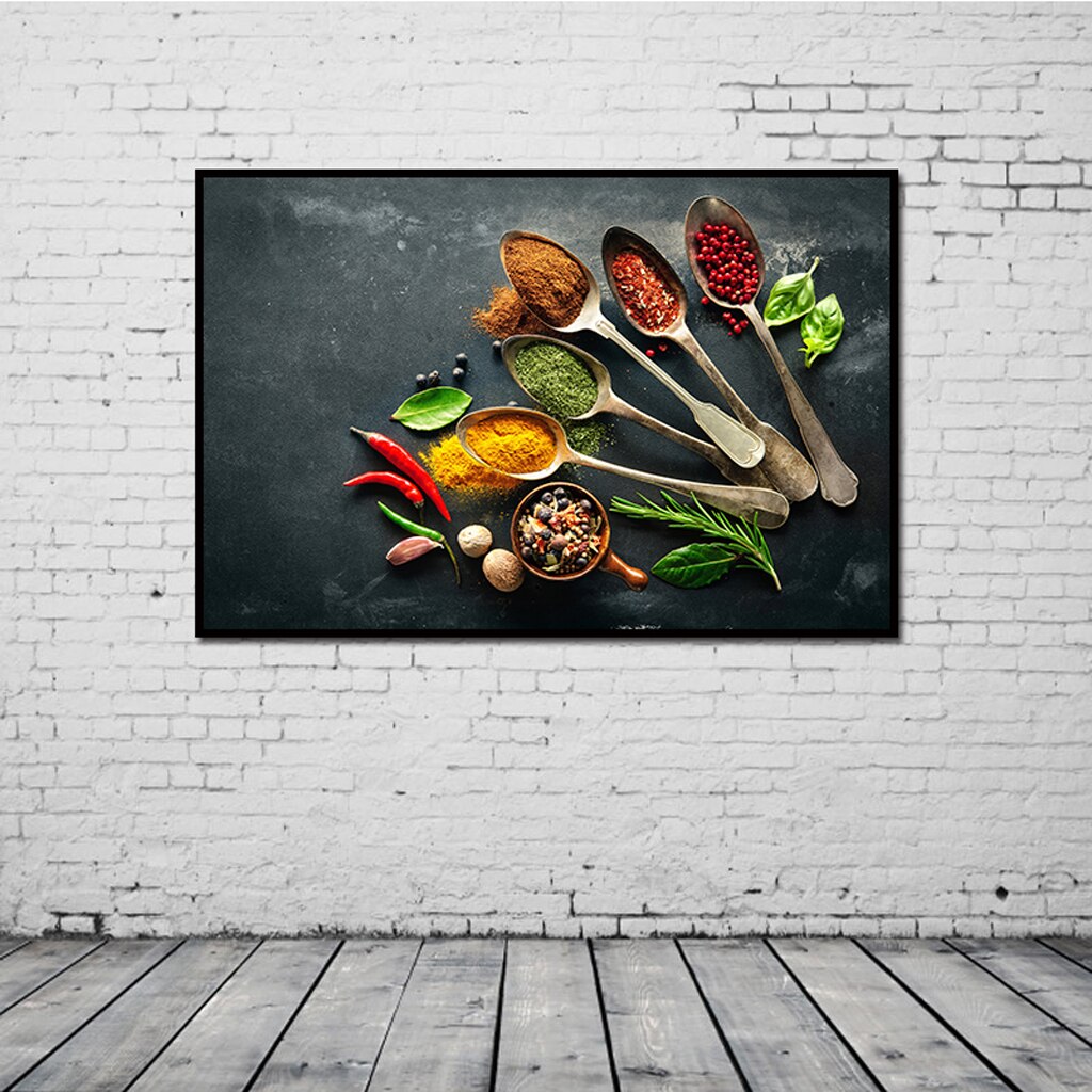 Kitchen Wall Art with Spices Colorful Kitchen Canvas Picture Painting Spices Canvas