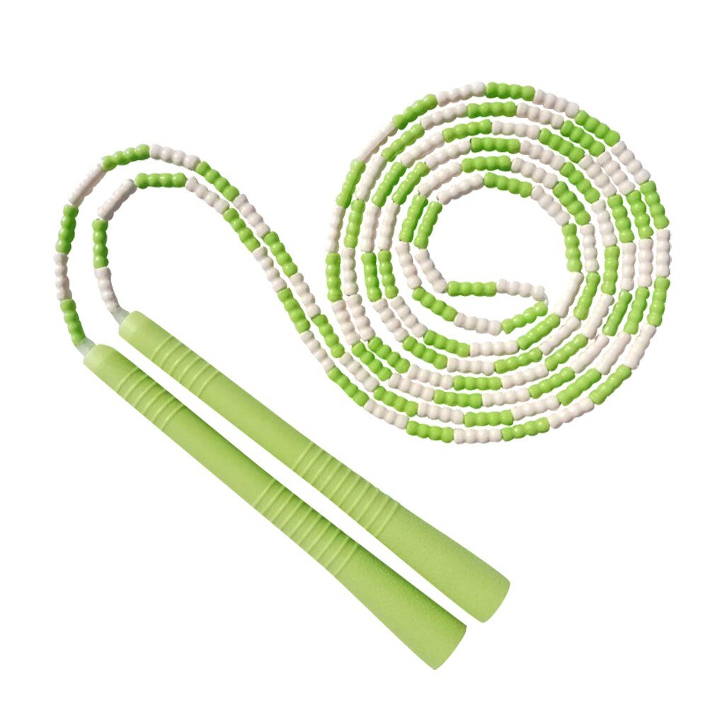 Jump Rope Soft Beaded Tangle-Free Segmented Length Adjustable Skipping Rope Cable Fitness Exercise Equipment for Home Gym#40: green
