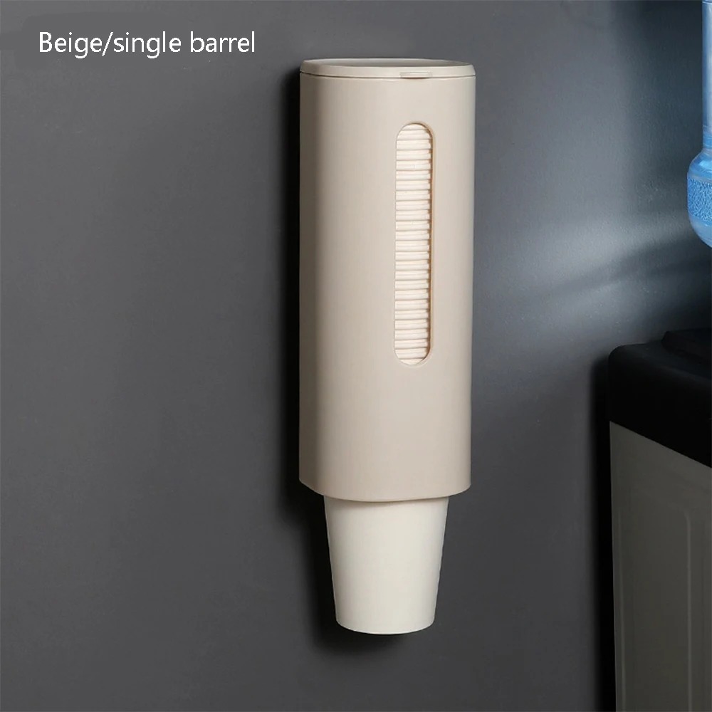 Portavasos desechable, dispensador de vasos para el hogar, dispensador de agua, portavasos a prueba de polvo, tubo montado en la pared, estante de almacenamiento de vasos de papel: Gris claro
