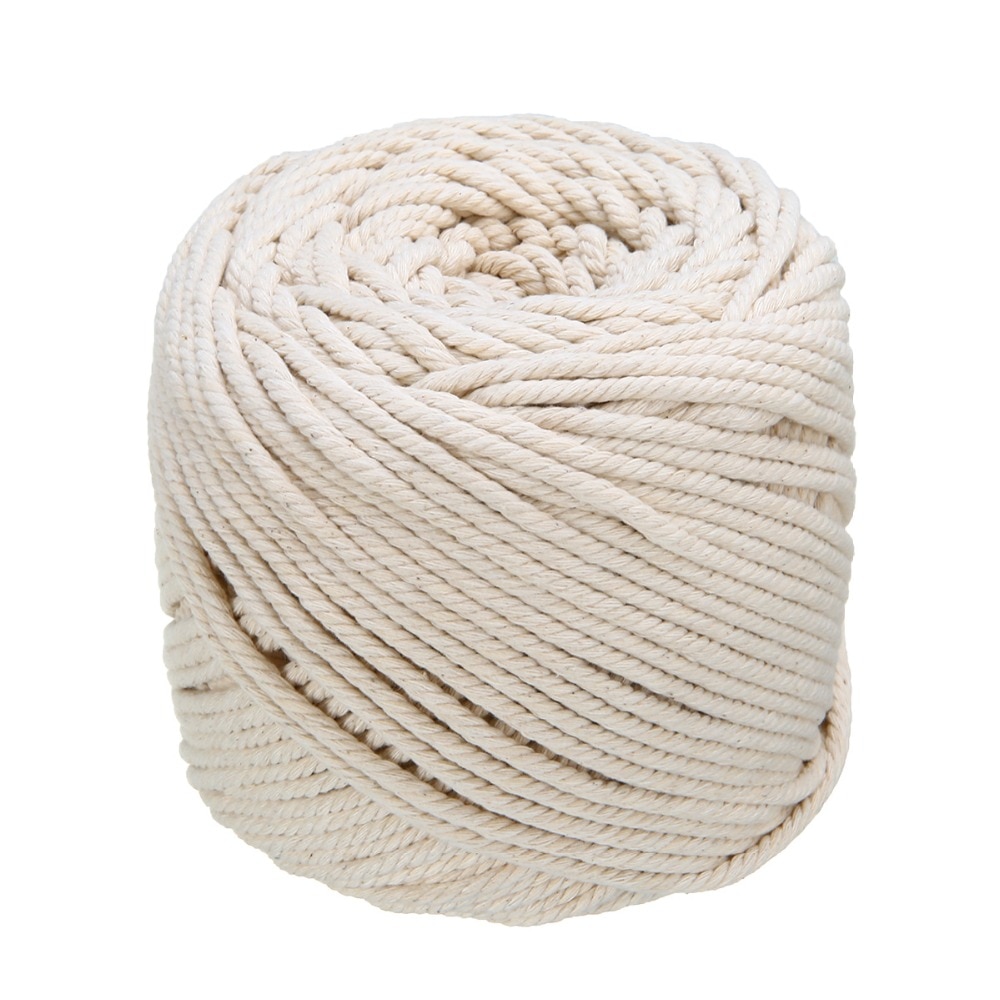 Naturlig beige blød bomuld snoet snor macrame reb håndværker snor gør det selv håndlavet bindetråd snor reb