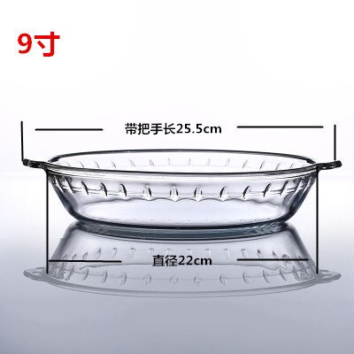 Tempered Glass Bakeware Plate Kitchen Microwave Oven Baking Tray Salad Fish Chicken Plate Round Clear Glass Cookware Pie Plate: Brown
