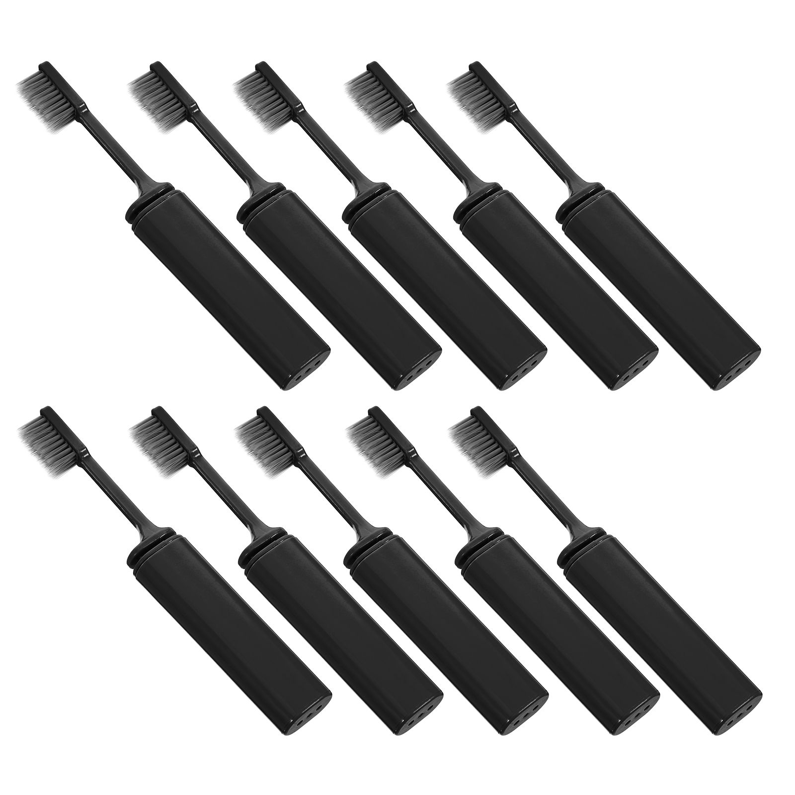 10-delige draagbare tandenborstel Zachte haren Opvouwbaar Stofdicht Reisvriendelijk Lichtgewicht grijze kleur tandenborstelset Campingzak