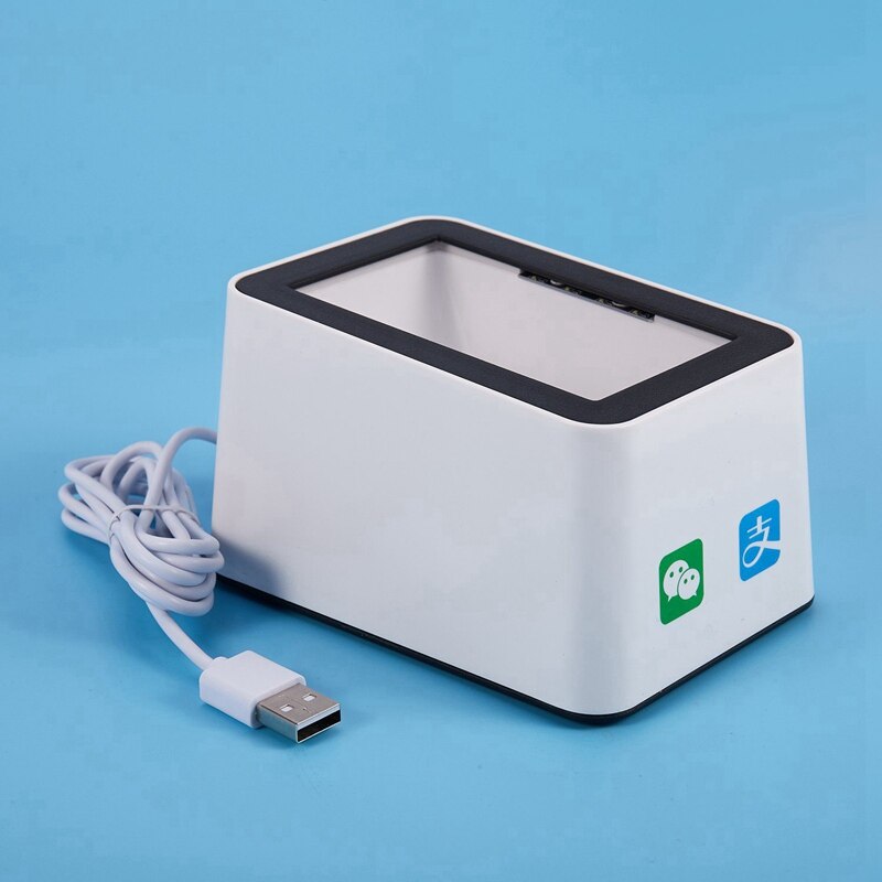 Wired Barcode Scanner USB Versatile Scanning Hands-Free Scan QR Code Reader for Stores Supermarkets