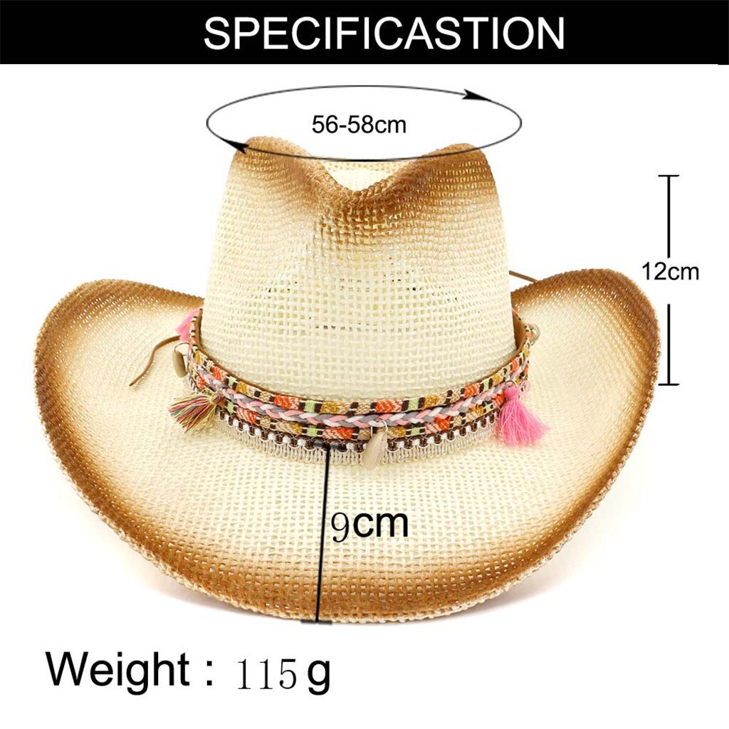 Straw Cowboy Hat Outback Western Mens Womens Cowboy Old West Hat Casual Wide Brim Sun Hat шляпа YL5