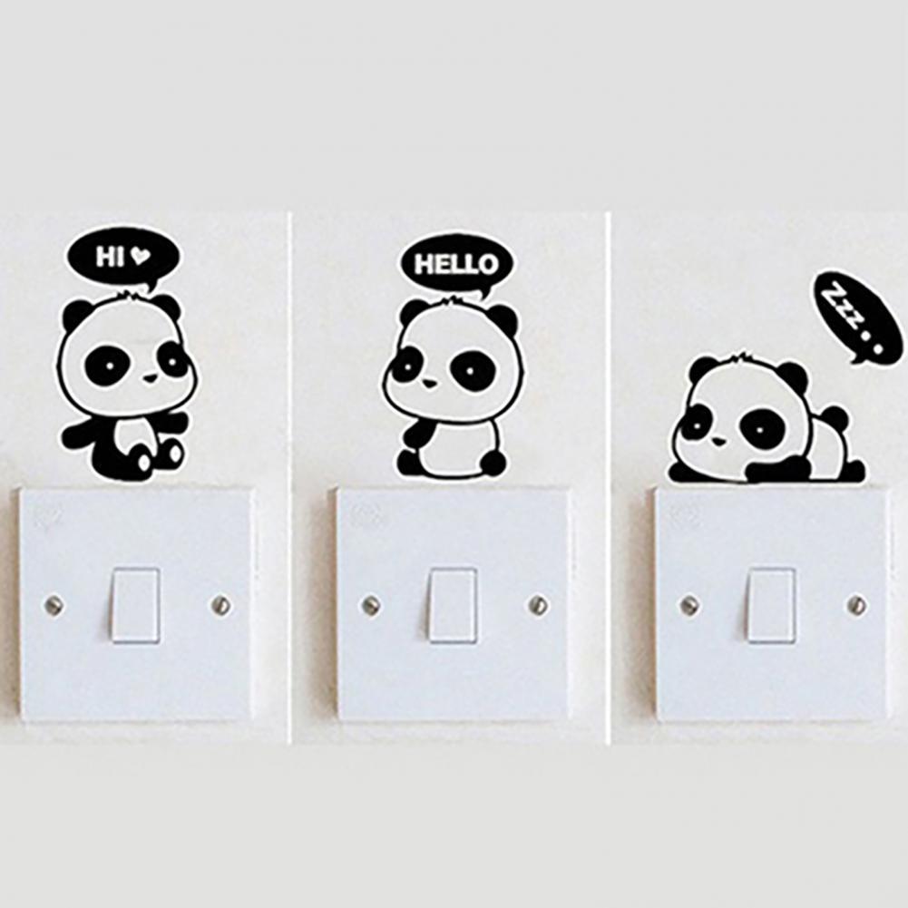 Leuke Switch Decal Cartoon Dier Patroon Zelfklevende Verwijderbare Panda Schakelaar Sticker Voor Slaapkamer