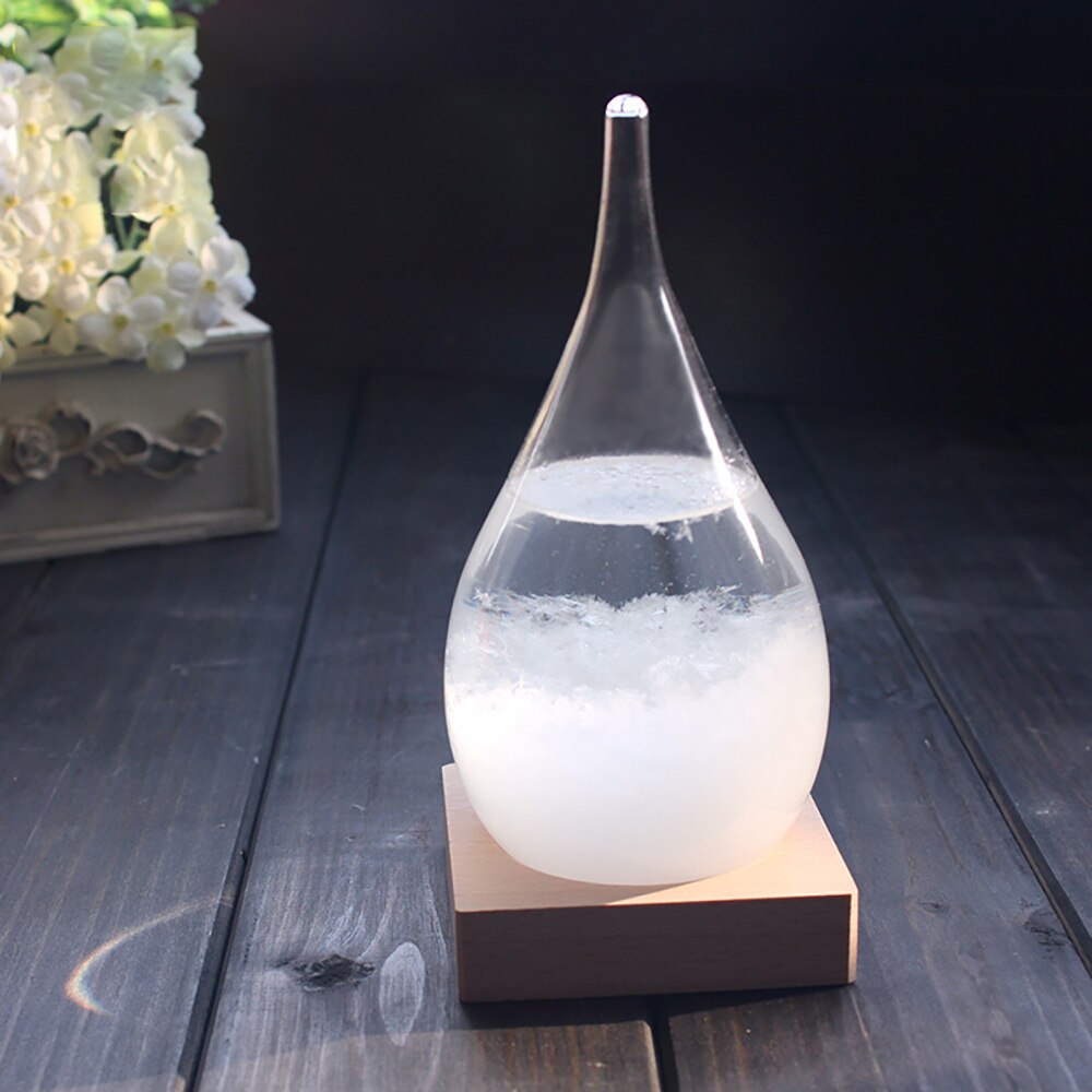 Transparente en forma de gota tormenta de cristal gota de agua tiempo tormenta pronóstico Predictor Monitor Barómetro en botella decoración para el hogar