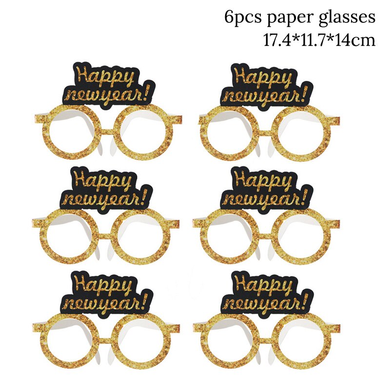 Gelukkig Nieuwjaar Photo Booth Props Papier Fotolijst Kerst Decoraties Voor Huis Proost Oudejaarsavond Foto Props decor: 6pcs paper glasses