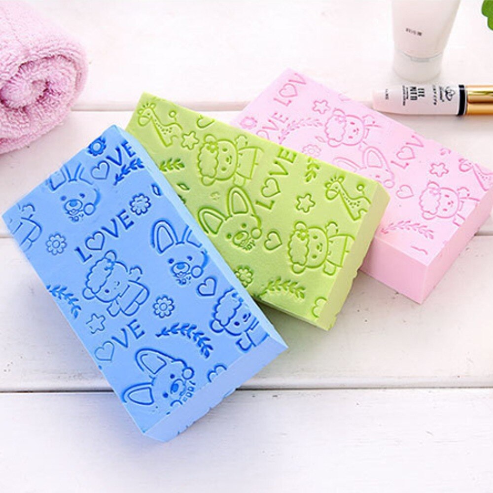 Esponja de baño para eliminar la piel muerta, producto para eliminar la piel muerta, limpieza con estampado de dibujos animados, para ducha, absorbente de agua, herramientas de baño para bebés