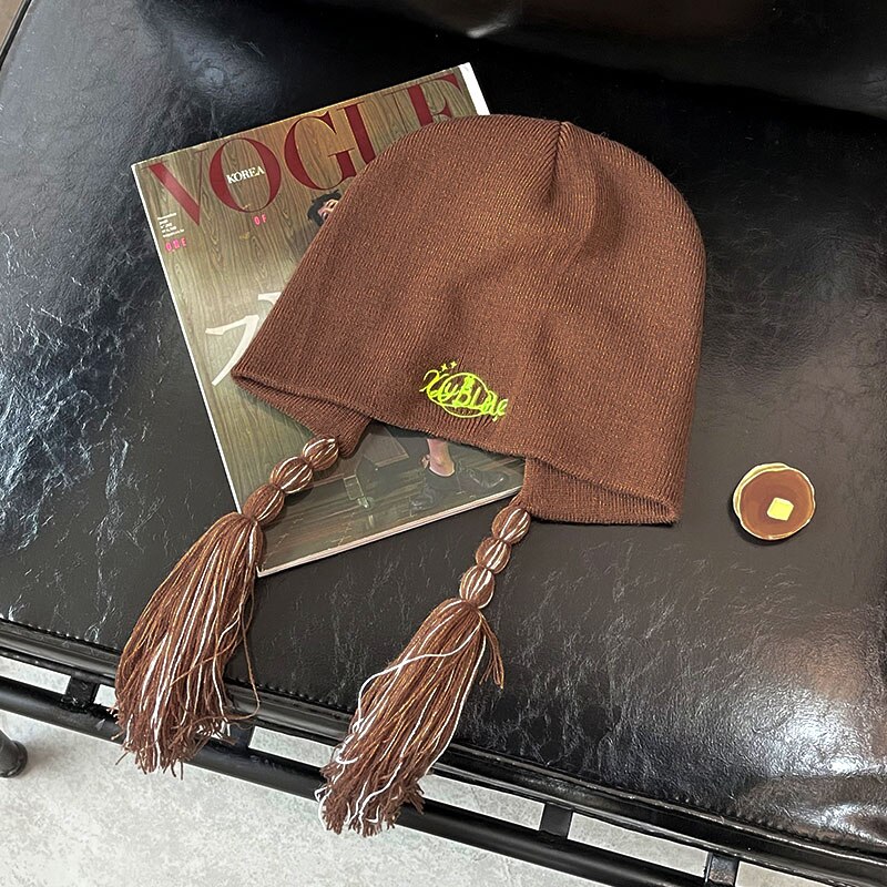 women&#39;s winter hat dreadlocks Hat with ear flaps flat caps hip hop hats Embroidered letter cap Cotton hand woven Hat: Auburn