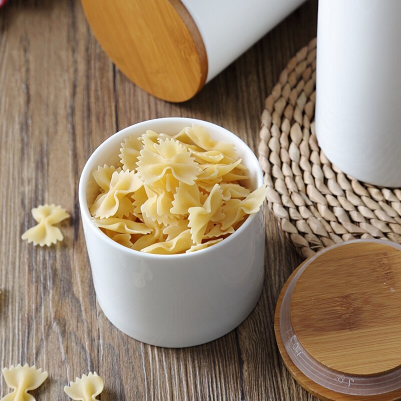 Boîte de rangement en céramique couvercle en bambou à épices, pot à café, conteneur de céréales, noix, réservoir organisateur de cuisine, outils, fourniture pour la maison