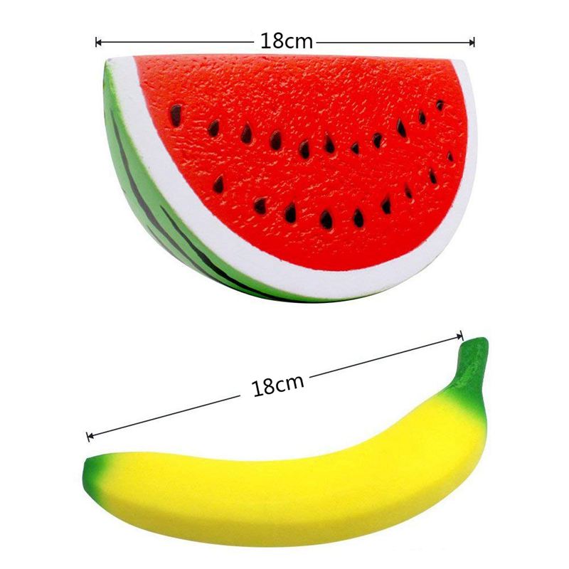 5pcs Jumbo Squishies Slow Rising Strawberry Watermelon Banana Peach Lemon Fruit Squishies Kawaii Scented Charms Hand Wrist Toys