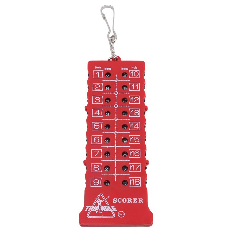 18 Hole Golf Stroke Putt Score Card Counter Golf Score Indicator with Key Chain Environmental Golf Score Counter: Red