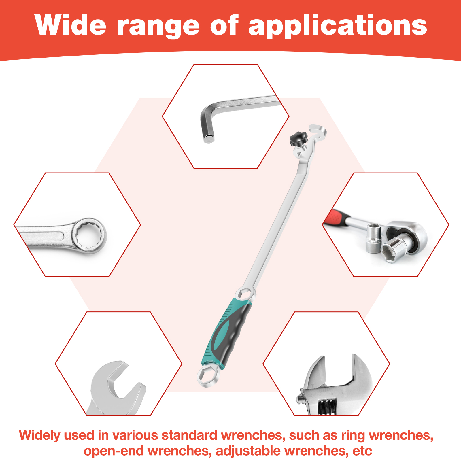 1Pc Wrench Extender Tool Chroomvanadiumstaal Wrench Extension Universele Spanner Koppelversterker Apparaat voor Draai Moeren Bouten