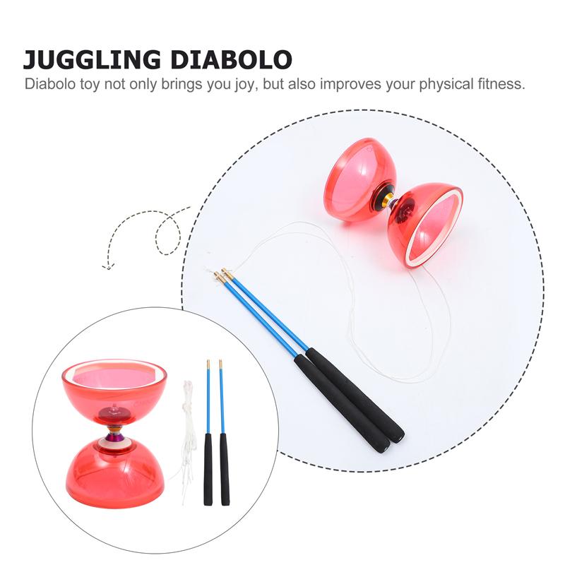 Yoyo chinois, jeu de roulement de diable, ensemble de roulement de Yoyo chinois Kongzhu Yo-Yo avec bâtons à main et jouet de jonglerie à cordes