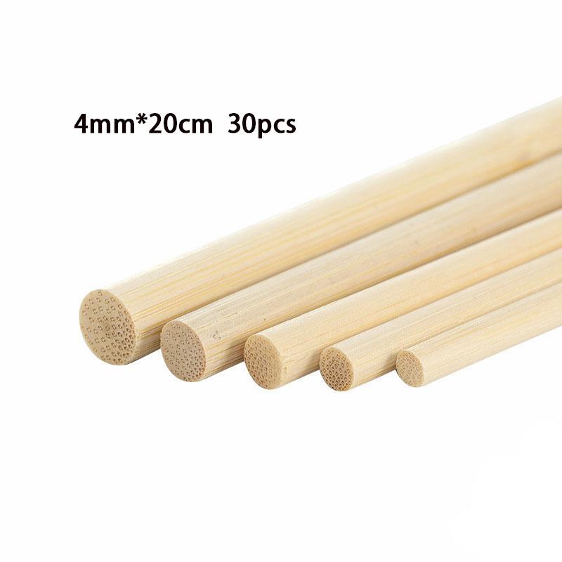 Palos redondos de bambú de madera de 3-8mm, manualidades hechas a mano, Material de palitos de madera pequeños para suministros de carpintería