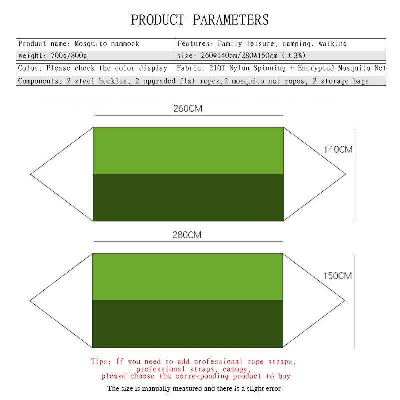 1-2 Person Outdoor Mosquito Net Parachute Hammock Camping Hanging Sleeping Bed Swing Portable Double Chair Army Green