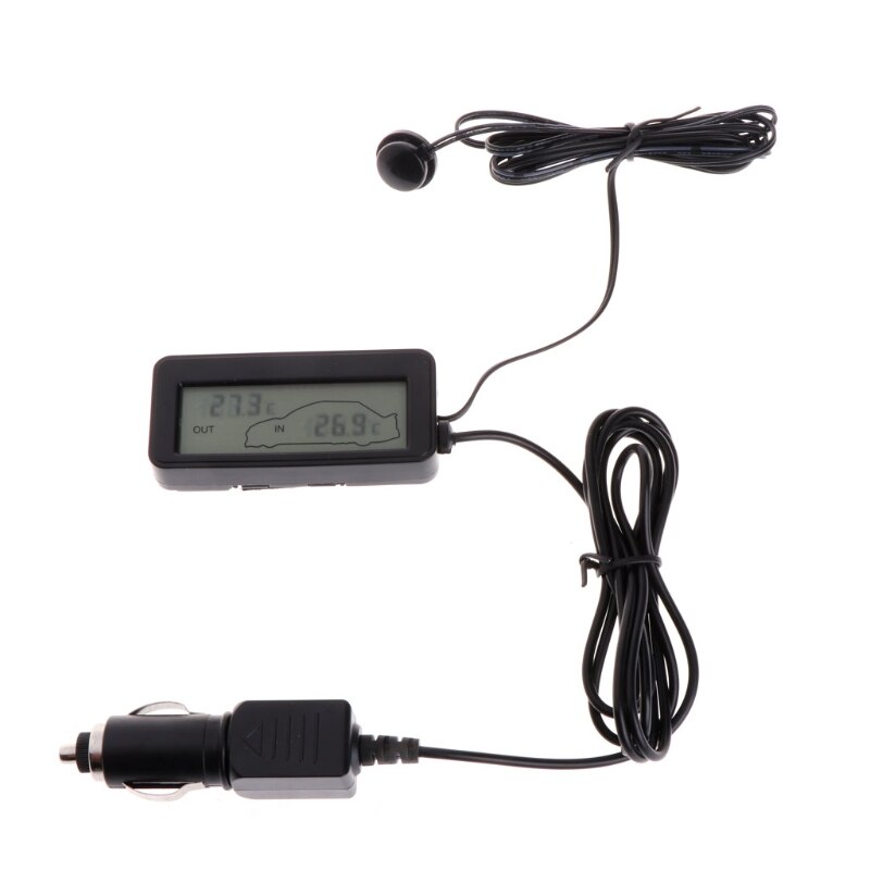 Termómetro Digital para coche LCD a Color, Mini termómetro para vehículos de 12V, Monitor térmico para Interior de coche, medidor de temperatura Exterior, Sensor de Cable de 1,5 M