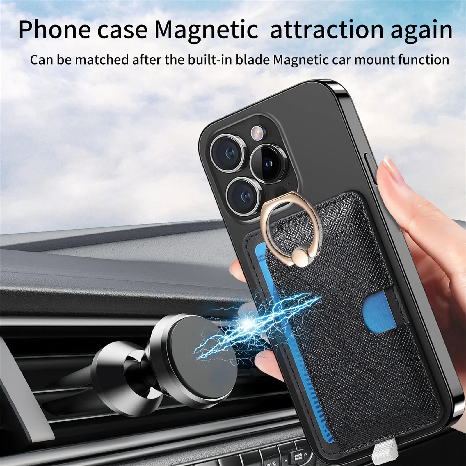 Magnetic Magsafe Card Holder Wallet Simple Ring Storage for Cards Credit Cards Debit Cards Easy Access