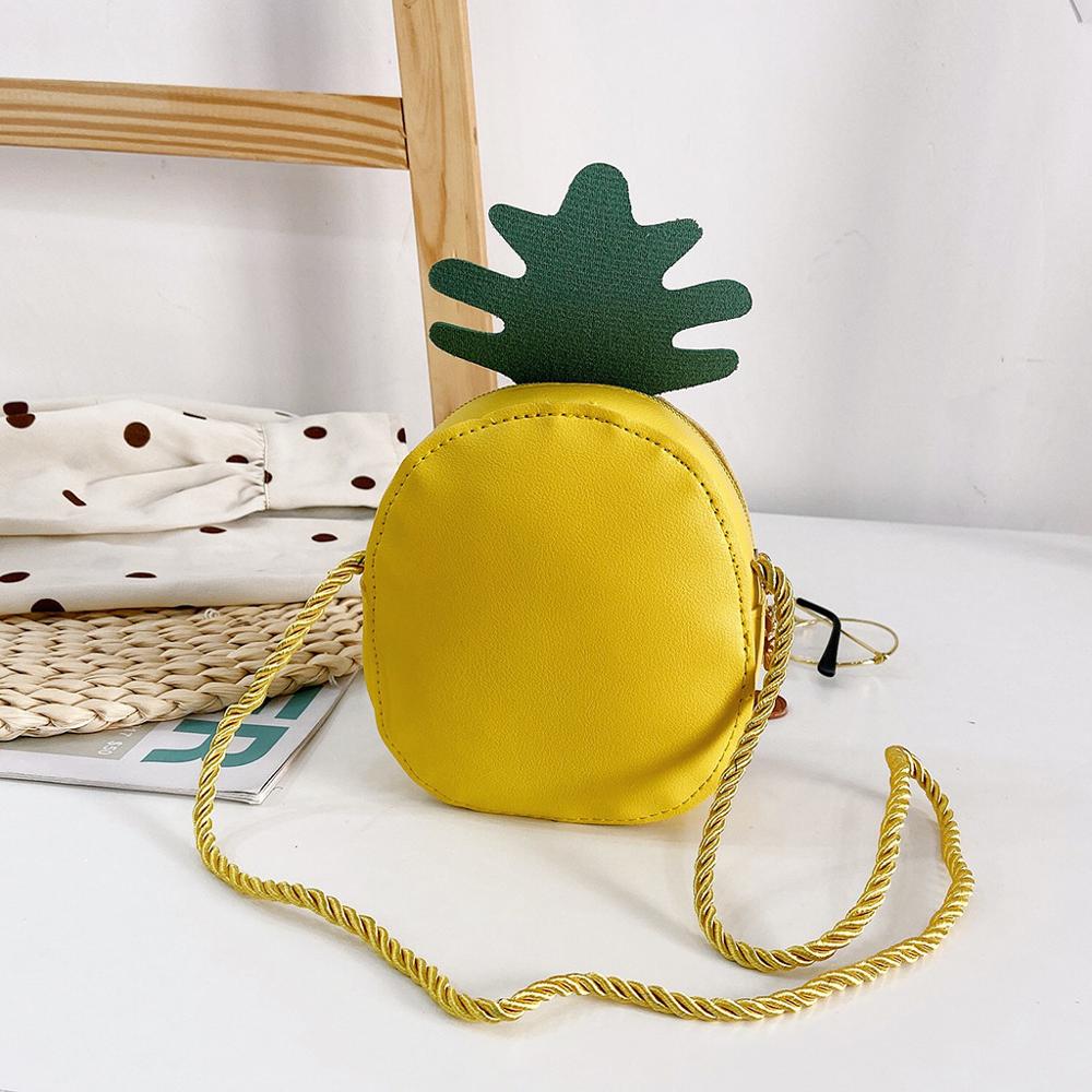 Bolsa cruzada de piña de dibujos animados para niñas, bolsa de mensajero de cuero con bonitos aperitivos para niños, bolsos pequeños de hombro para Niños #20