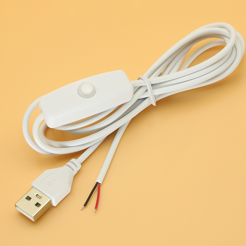 Cable de alimentación con interruptor de 5V, Cable de conexión USB macho a 2 núcleos, botón de 501 encendido y apagado para lámpara de tira LED, bombilla DIY, 1/5/10 Uds.