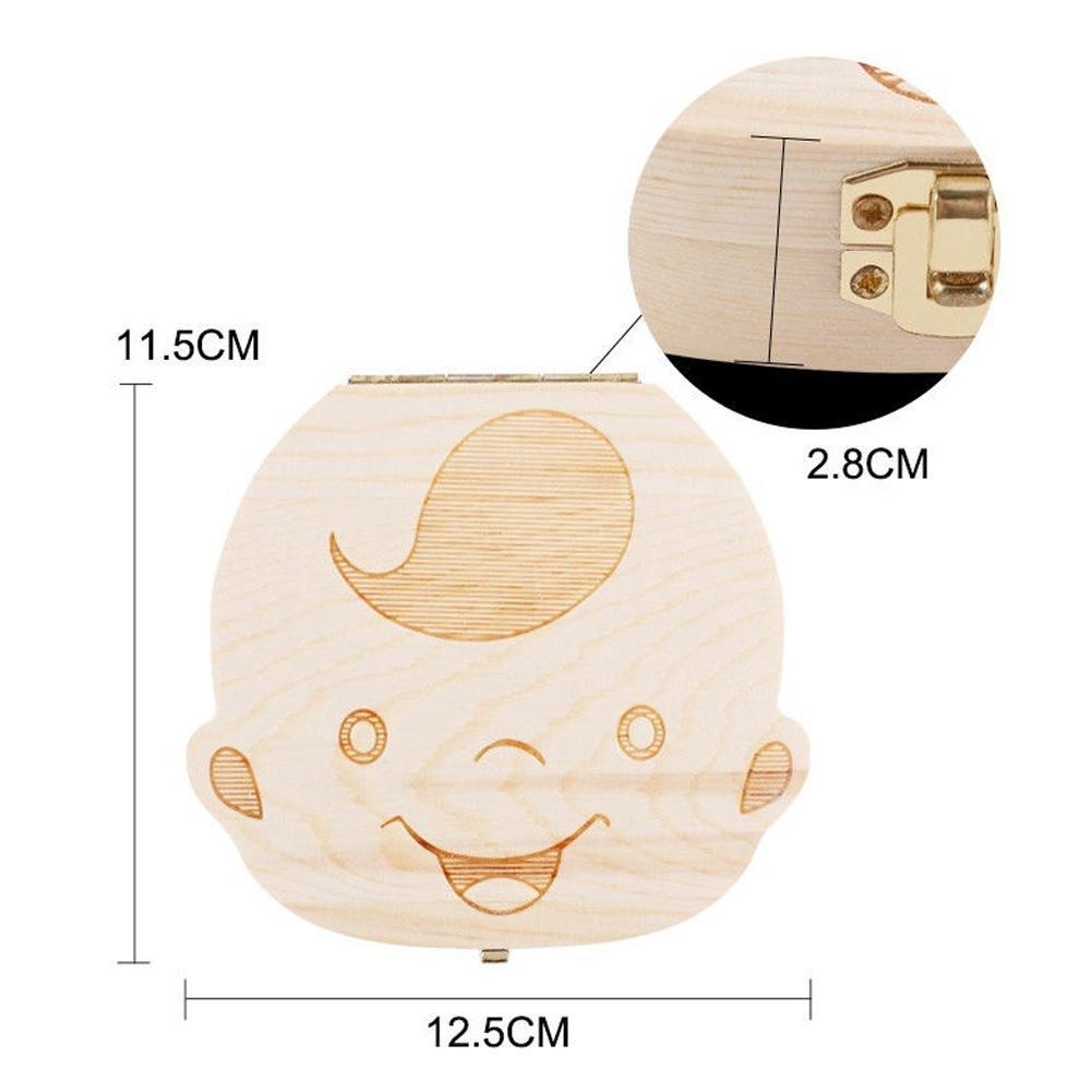 Baby Wood Tooth Box Organizer Melk Tanden Opslag Taal Tanden Besparen Umbilica Doos Engels Baby Tand Verzamelen