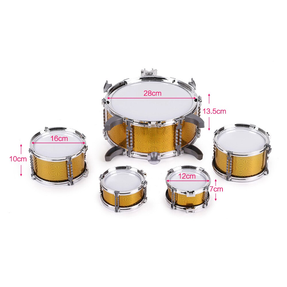 Kinderen Kids Drum Set Muziekinstrument Speelgoed 5 Drums Met Kleine Cimbaal Kruk Drum Sticks Voor Jongens Meisjes