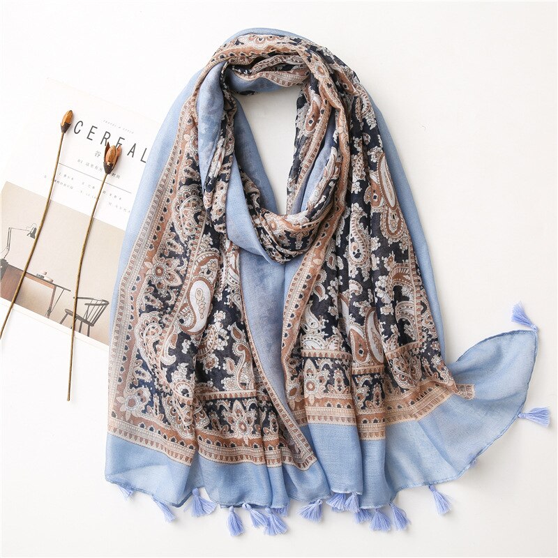 Écharpes automne-hiver pour femmes, châles et écharpes, hijab géométrique aztèque, étole, pashmina, foulards en coton d'hiver musulmans: 4