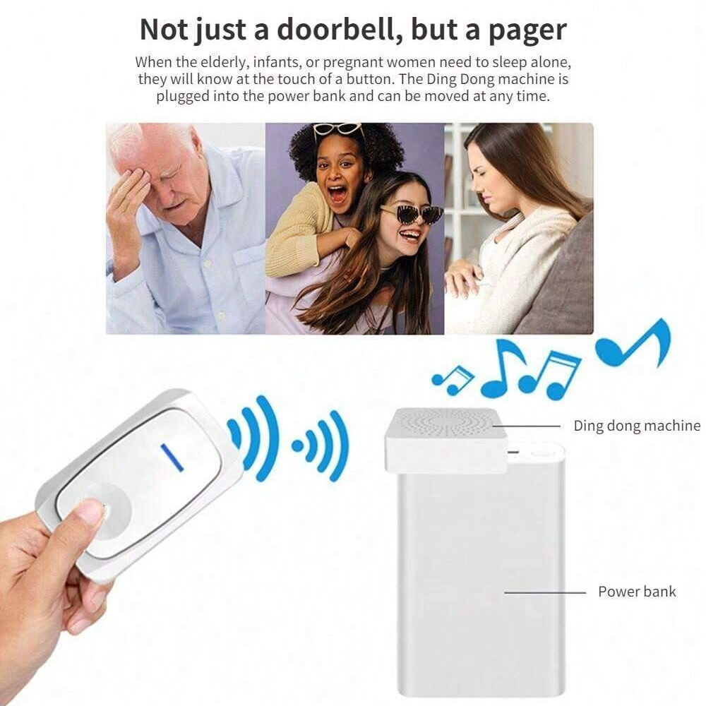Wireless Doorbell Home Intelligent Welcome Doorbell Waterproof 150M Remote USB Plug Easy to Install No Wiring Required