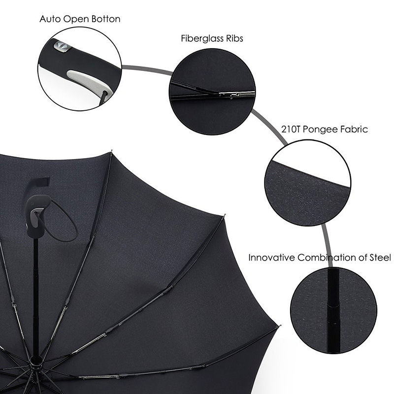 TOPX-parapluie Pongee pour hommes et femmes, résistant au vent 3 plis, Compact, entièrement automatique, de , tendance