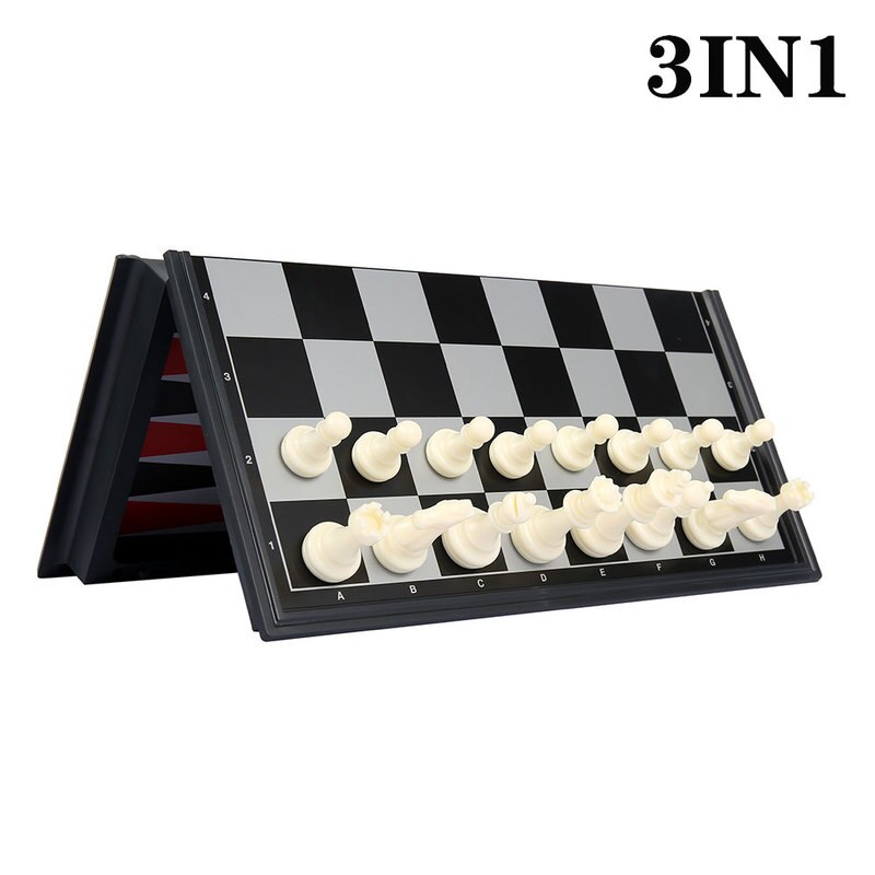 Jeu d'échecs pliants et portables 3 en 1, ensemble d'échecs magnétiques, jeu de dames de Backgammon, jouets pour enfants, amusant