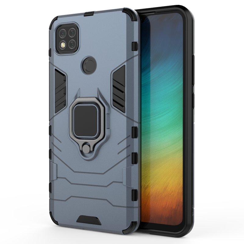 Xiaomi Redmi 9C Case Armor With Finger Ring kickstand Anti-Fall Protection Back Cover For XiaoMi Poco X3 NFC Redmi 9C Phone Case: Xiaomi Poco X3 NFC / Blue