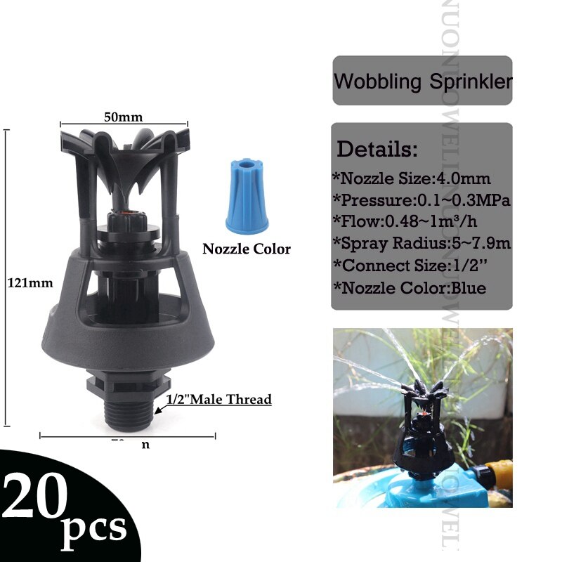 2 ~ 20 pièces durables arroseurs d'irrigation ferme verger oscillant buse rotative jardin pelouse paysage oscillant pulvérisateurs d'arrosage: 20pcs Blue Nozzle