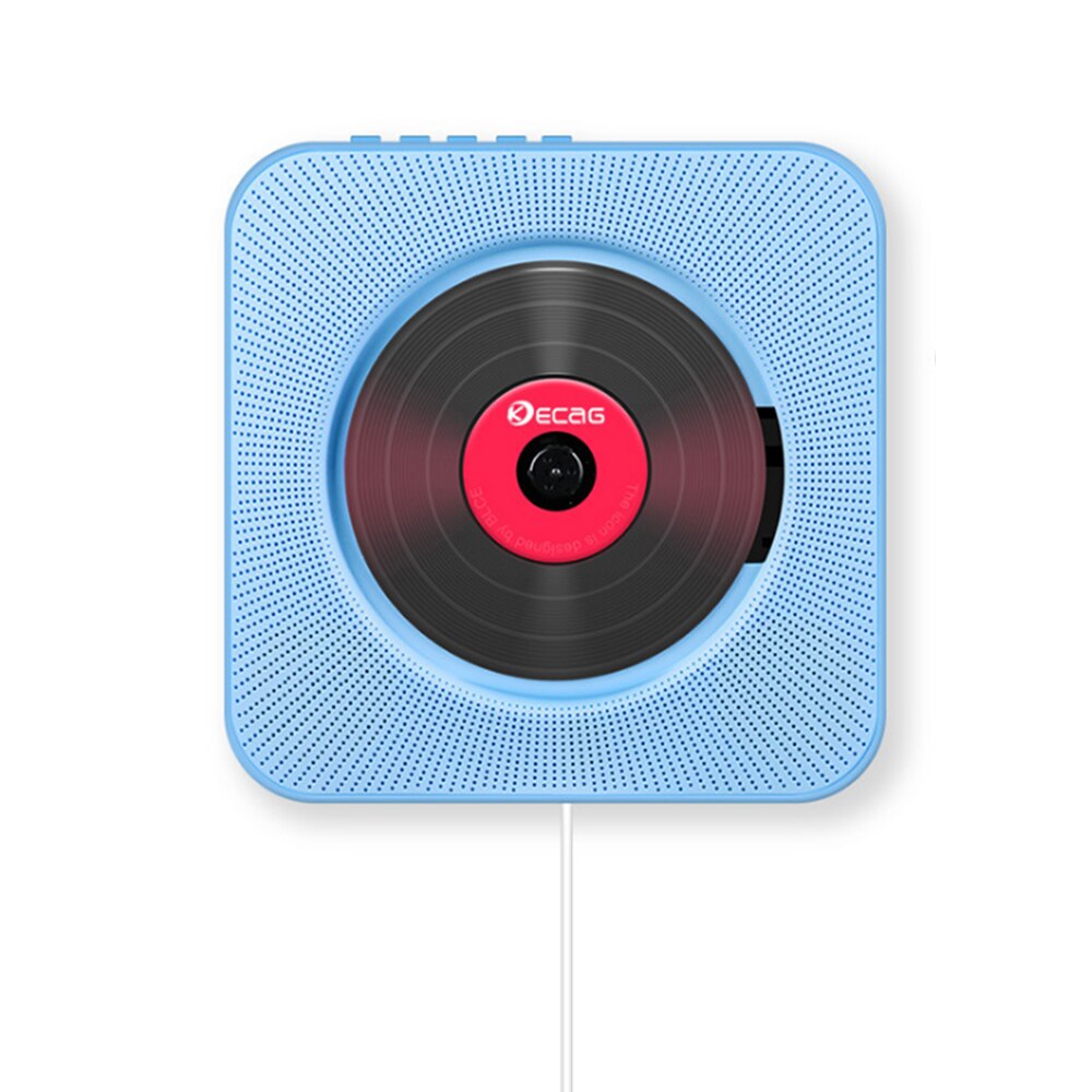 Reproductor de CD montado en la pared, Radio FM, Bluetooth, USB, reproductor de música portátil, Control remoto, altavoz estéreo para el hogar: Azul