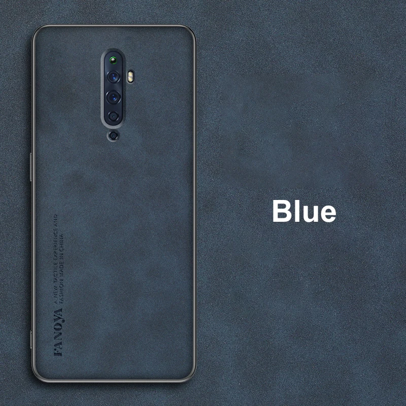 Luxury PU Leather Case For OPPO Reno 2 Z 2Z 2F Cover Matte Silicone Protection Phone Case For OPPO Reno 10X Zoom Reno2 Z F Coque: Denim / Blue