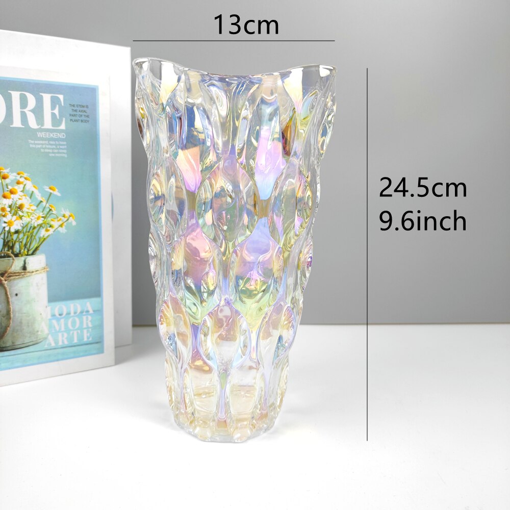 Bohemian Stijl Glazen Vaas 24.5Cm Grote Kristallen Vazen Voor Bloemstuk Voor Thuis Woonkamer Badkamer Keuken Tafelblad Decor: Colors 24cm