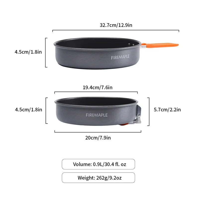 Eld lönn fest non-stick camping stekpanna utomhus vandring stekpanna lätt stick gratis kokkärl 0.9l 262g