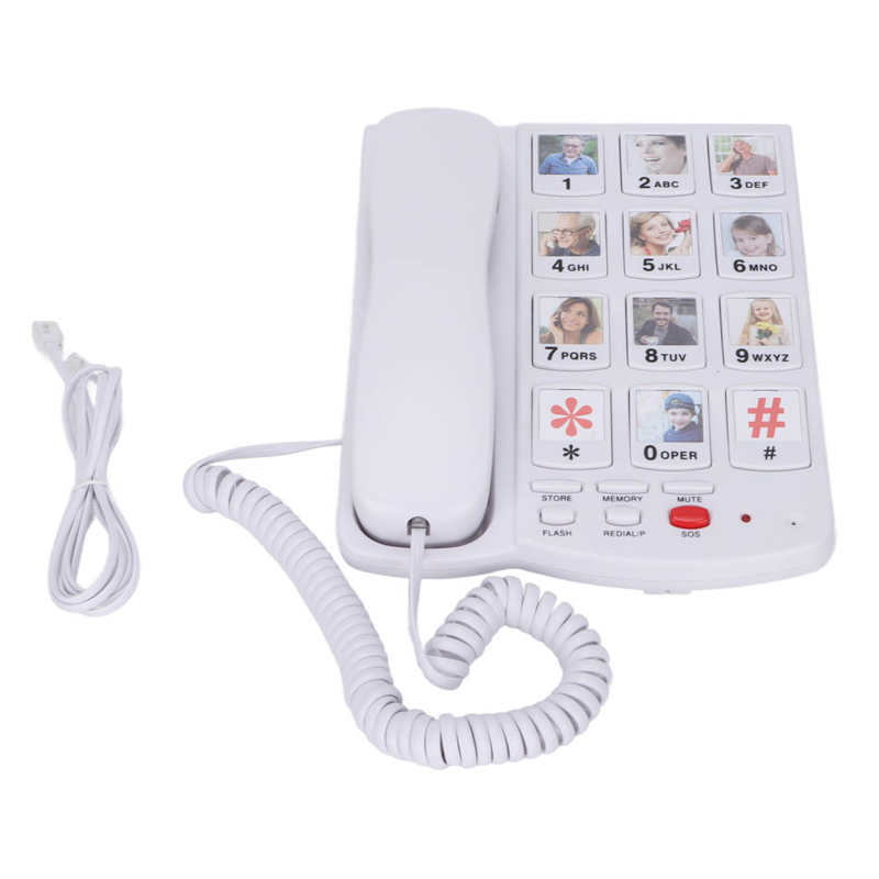 Big Button Corded Phone Mute Function Replaceable Pictures Big Button Telephone for Seniors Big Button Landline Telephone