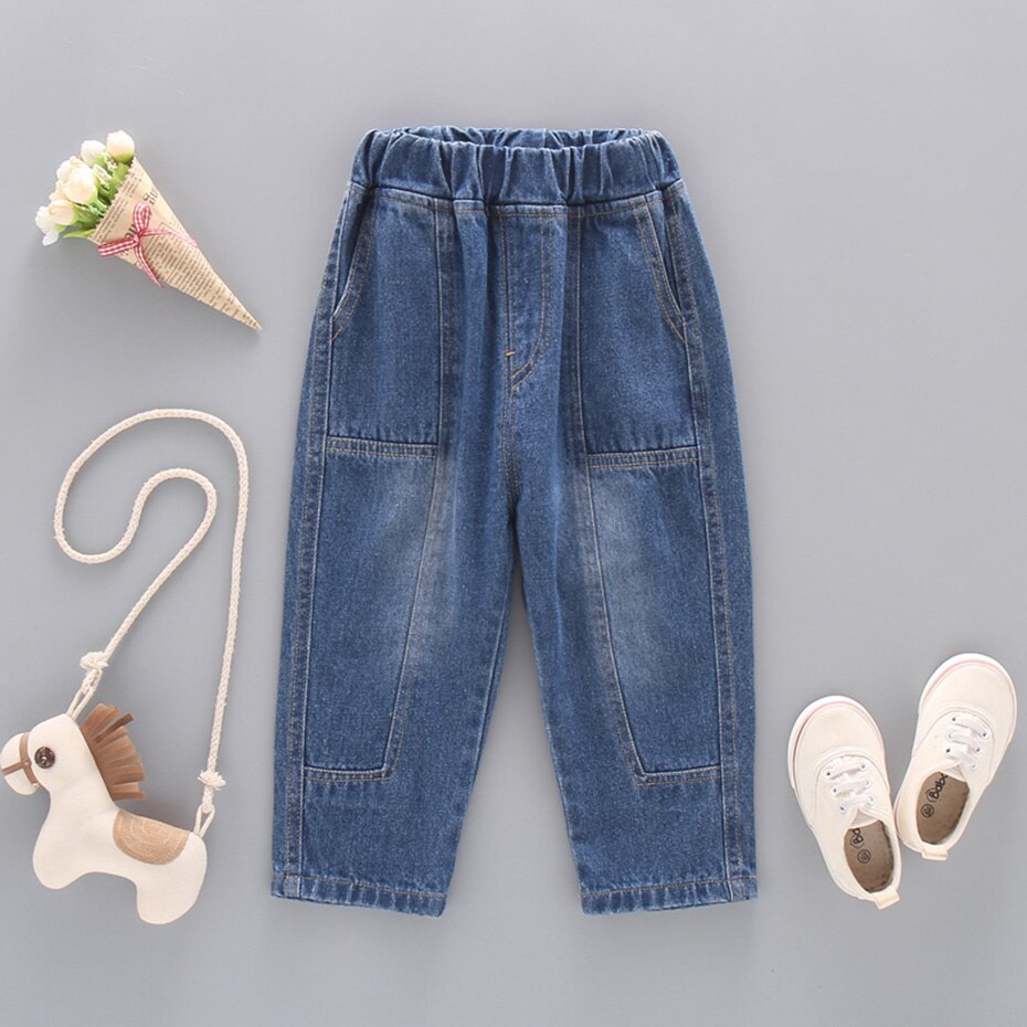 Drenge jeans patchwork småbørn pige jeans efterår vinter jeans til børn piger afslappet stil små børn baby dreng pige denim tøj