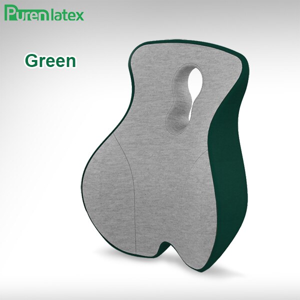 Purenlatex Chair Cushion Set Memory Foam Seat Cushion Lumbar Support Orthopedic Pillow Protect Coccyx Relieve Back Pain Car Seat: Green Back Cushion