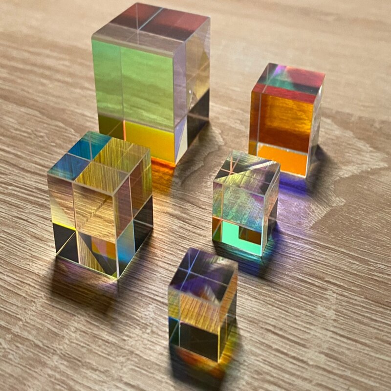 Six-Sided Bright Light Cube Stained Glass Prism Beam Splitting prism Optical Experiment Instrument optical Lens