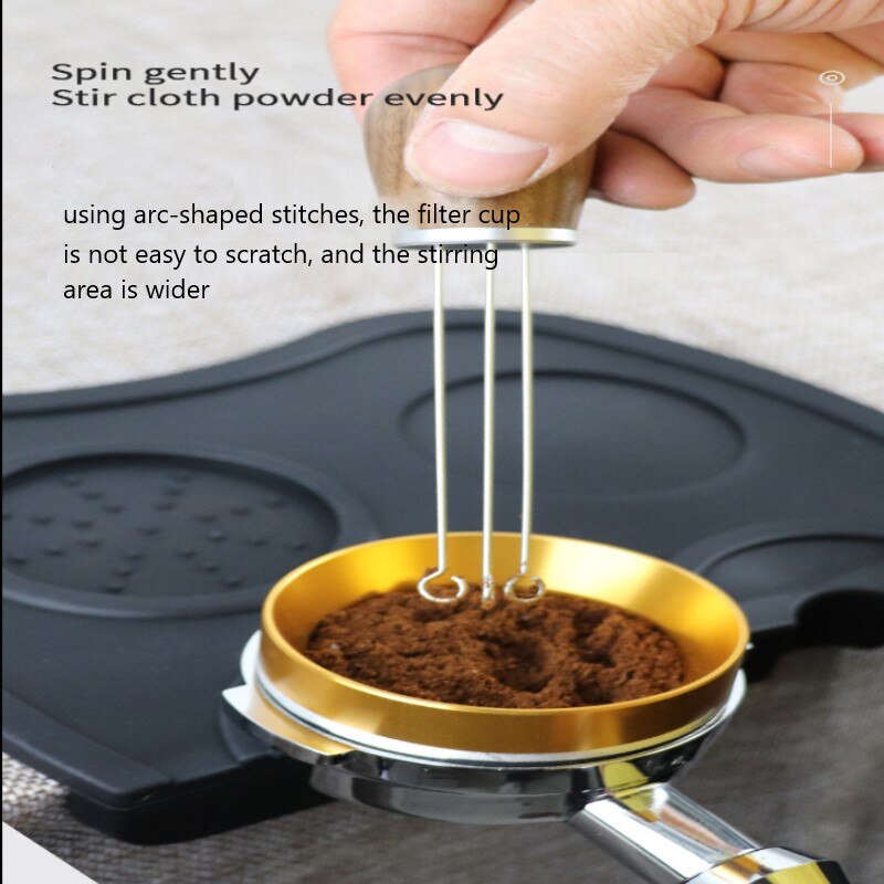 Solid Wood Handle Needle Coffee Tamper Coffee Tamper Distributor Leveler Tool Needle Coffee Powder Distributor Kitchen Accessor