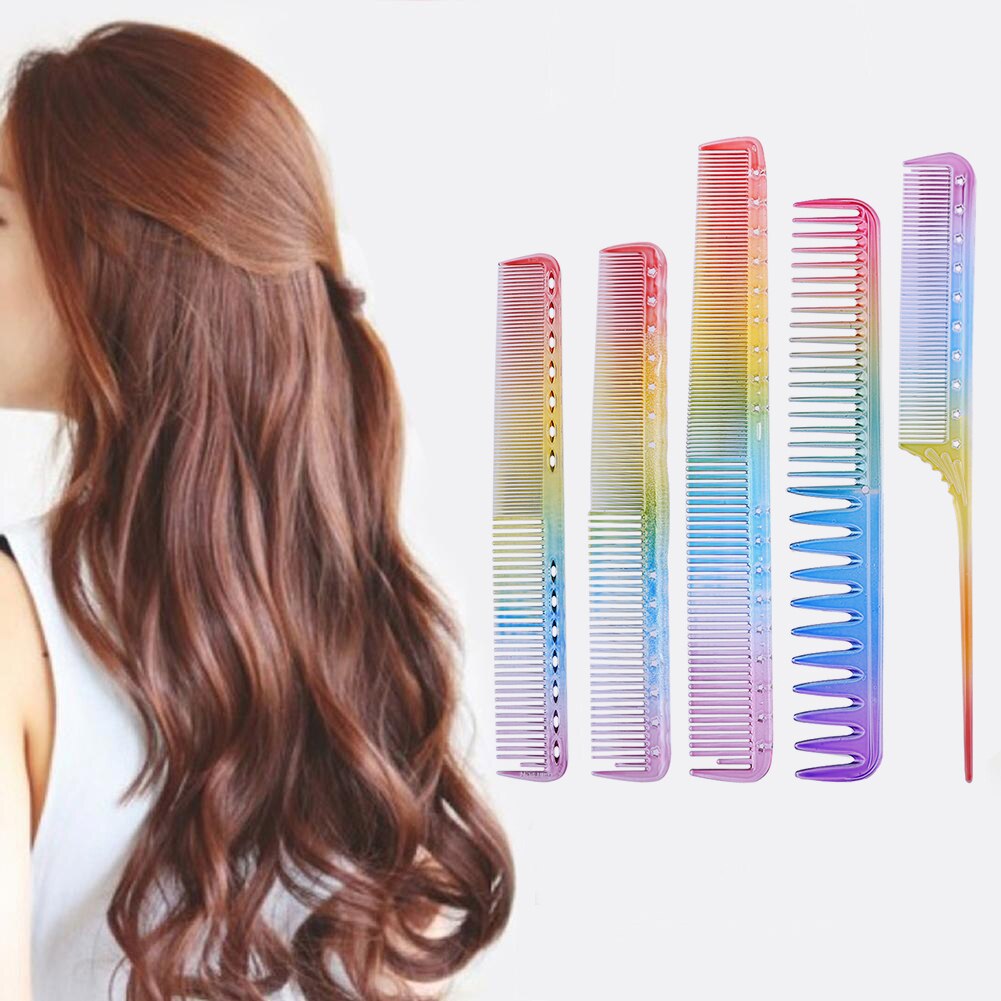 Peine de pelo colorido arcoíris antiestático, doble cabezal, Herramienta de Peinado salón, herramientas de barbería peluquería, 1 ud.