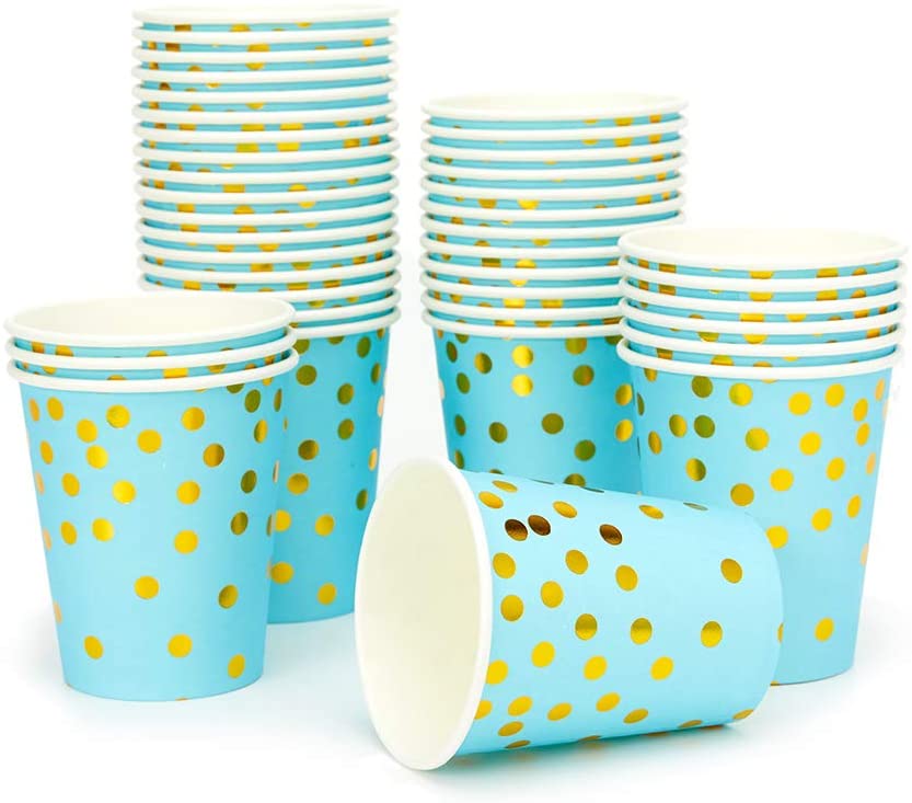 10Pcs Golden Cup Party Papier Servies Verjaardag Party Diner Plaat Stip Gestreepte Cup Voor Wedding Party Decoratie Collectie: 9style-cup-10pcs