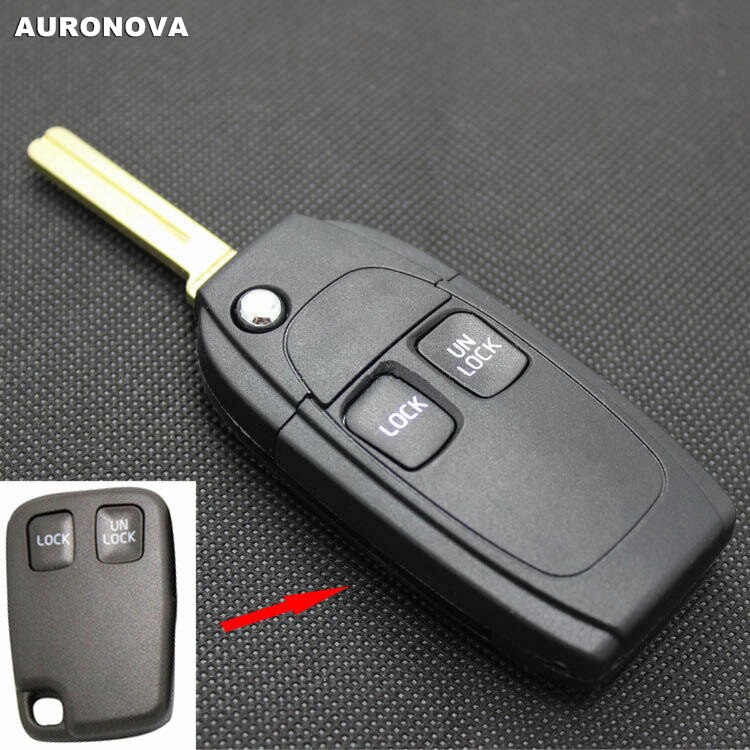 Auronova Upgrade Flip Folding Sleutel Shell Voor Volvo Xc90 S80 V40 S40 S60 2 Knoppen Gewijzigd Afstandsbediening Autosleutel case