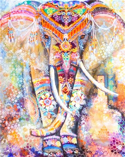 Azqsd oljemaleri etter tall dyr akrylmaling dekor for hjemmet uinnrammet farging etter tall elefant unik: Szgd 5411