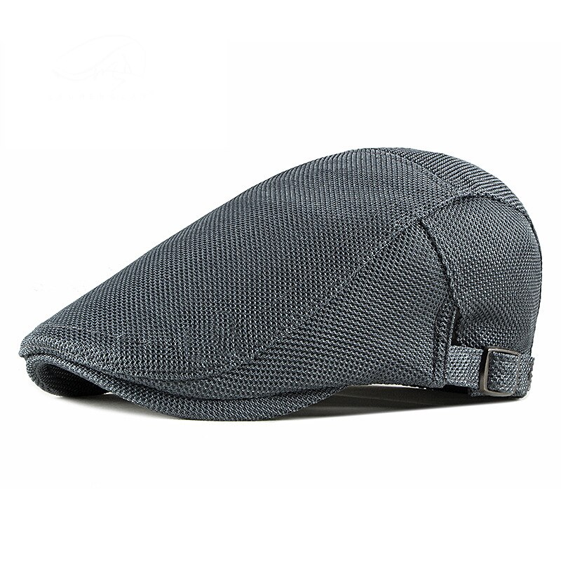 FS Summer Spring Men's Cap Ultra-thin Breathable Berets For Men Women Women's Flat Caps Beret Ladies Couple Hat: Dark Gray