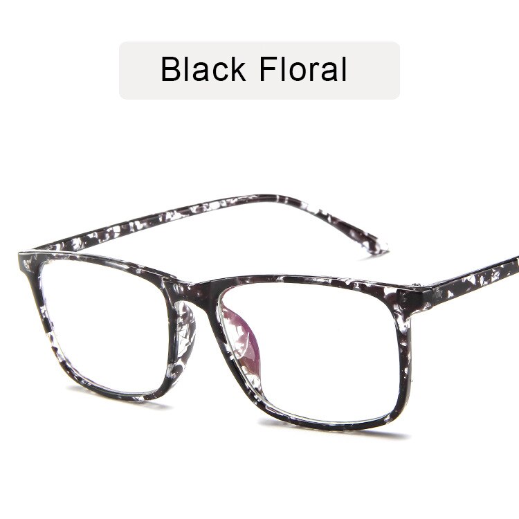 Kottdo Retro Vierkante Brillen Frame Vrouwen Computer Clear Lens Eyewear Lenzenvloeistof Frame Voor Mannen Bijziendheid Transparante Glazen Frame: black floral