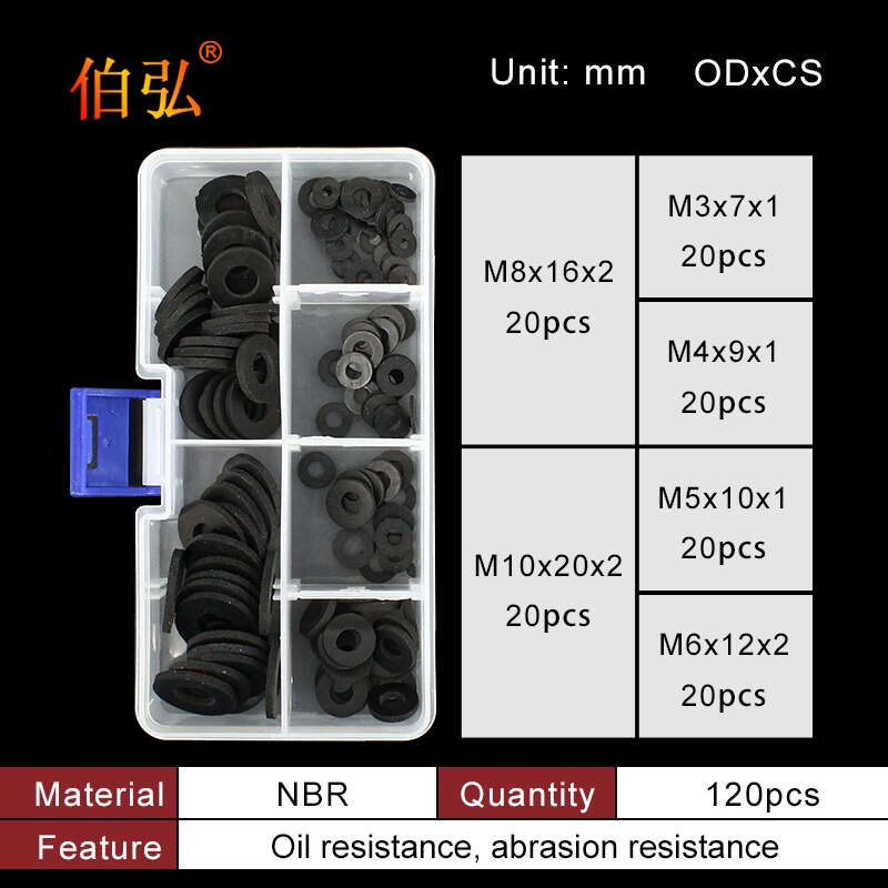 Boxed nitril siliconen rubber O-ring reparatieset kraan afdichting klep waterdichte machine oliebestendige pakking combinatie kit-.-: TRANSPARENT