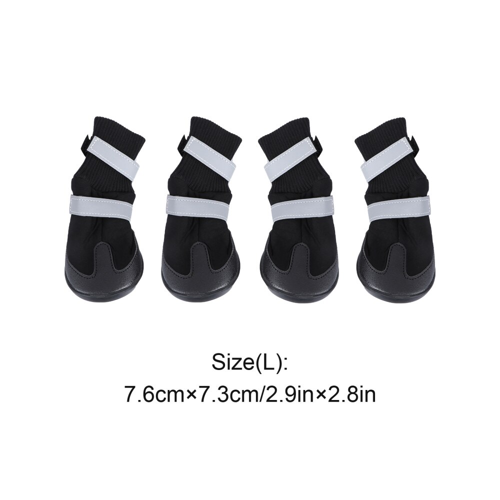 4pcs Waterproof Pet Dog Boots for Medium to Large Dogs - Size (Black)